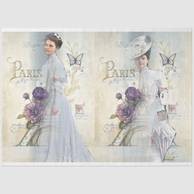 Papel De Seda Diseño de la serie Shabby Chic Parisian 23 (Anverso)