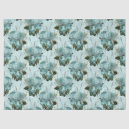 Papel De Seda Diseño de la serie Shabby Floral Aqua