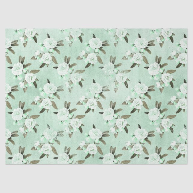 Papel De Seda Diseño de la serie Shabby Floral Mint 11 (Anverso)