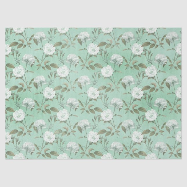Papel De Seda Diseño de la serie Shabby Floral Mint 14 (Anverso)