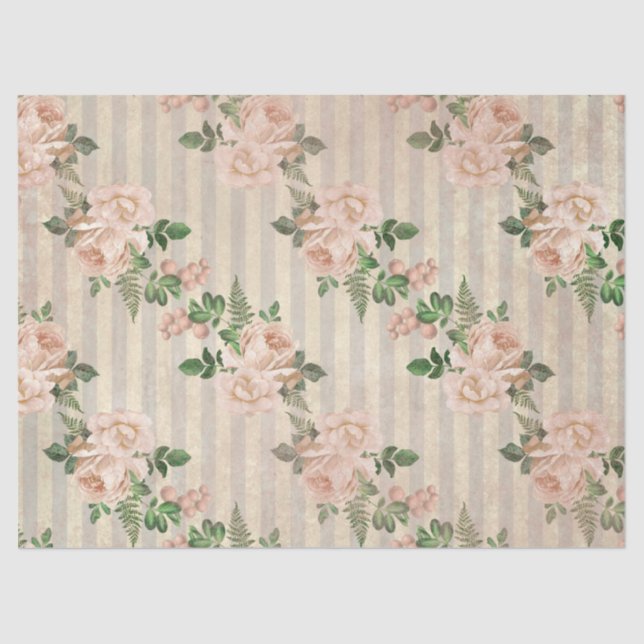 Papel De Seda Diseño de la serie Shabby Floral Peach 1 (Anverso)