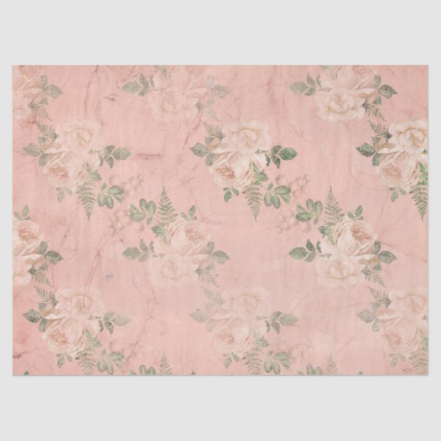 Papel De Seda Diseño de la serie Shabby Floral Peach 3 (Anverso)