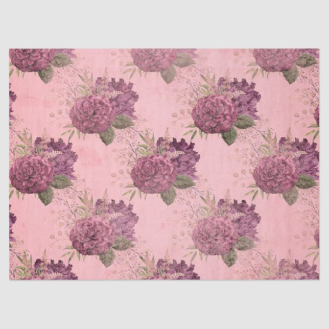 Papel De Seda Diseño de la serie Shabby Floral Pink 11 (Anverso)