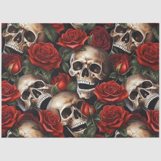 Papel De Seda Diseño de la serie Skull y Rosas 6 (Anverso)