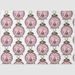 Papel De Seda Diseño de la serie Steampunk de color rosa y dorad