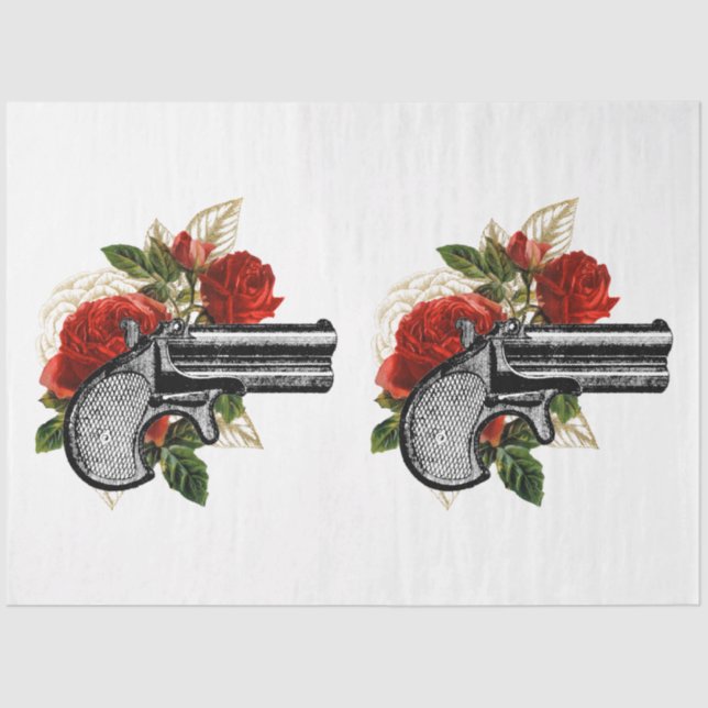 Papel De Seda Diseño de la serie Steampunk de la Rosa Roja 1 (Anverso)