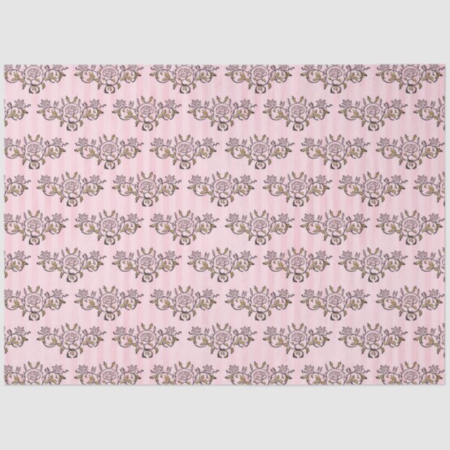 Papel De Seda Diseño de la serie Steampunk rosa y dorado 2 (Anverso)