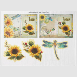 Papel De Seda Diseño de la serie Sunflower and Dragonfly 8