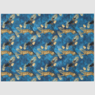 Papel De Seda Diseño de la serie Tigre Azul y Oro 7