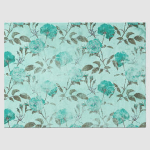 Papel De Seda Diseño de la serie turquesa floral desgastada 8