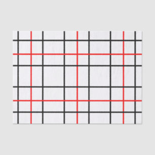 Papel De Seda Diseño de líneas de cuadrícula negras rojas