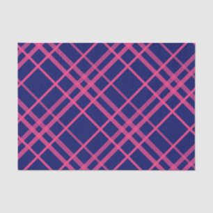 Papel De Seda Diseño de líneas de cuadros azules sobre rosa