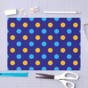 Papel De Seda Diseño de lunares azul marino amarillo cyan