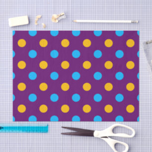 Papel De Seda Diseño de lunares azules amarillos y morados 