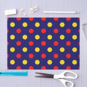 Papel De Seda Diseño de lunares azules marinos rojos y amarillos