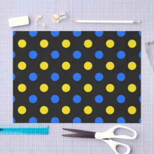 Papel De Seda Diseño de lunares negros azules amarillos 