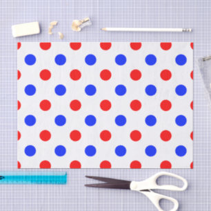 Papel De Seda Diseño de lunares rojos y azules blancos