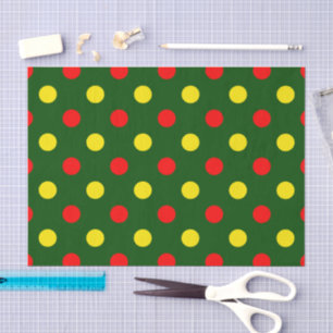Papel De Seda Diseño de lunares verdes rojos y amarillos 