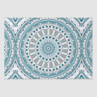 Papel De Seda Diseño de mandala náutico azul océano y blanco