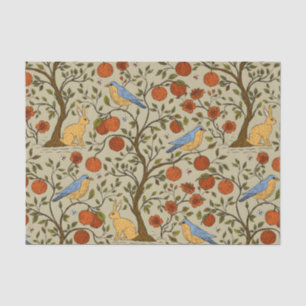 Papel De Seda Diseño de Manzanas Naranjas Elegantes en Árboles M