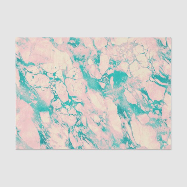 Papel De Seda Diseño de mármol rosa y azul (Anverso)