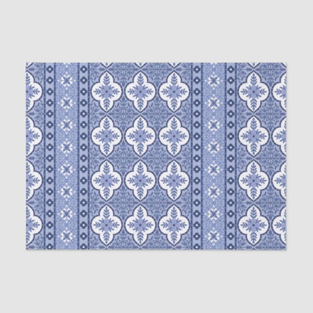 Papel De Seda Diseño de mosaico azul descomposición de patrones  (Anverso)