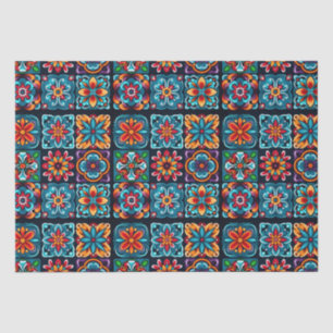 Papel De Seda Diseño de mosaicos coloridos con flores