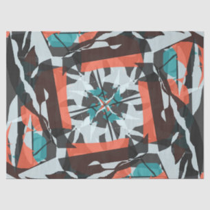 Papel De Seda Diseño de mosaicos giratorios en Naranja, negro y