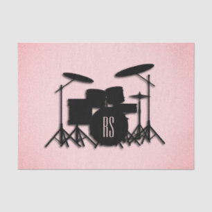 Papel De Seda Diseño de música con juego de tambor monograma ros