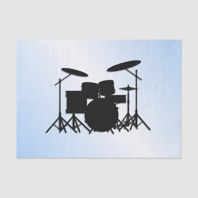 Papel De Seda Diseño de música de batería Azul (Anverso)