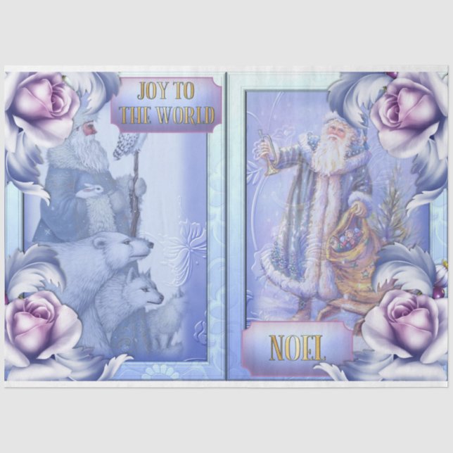 Papel De Seda Diseño de Navidad Azul Serie 2 (Anverso)