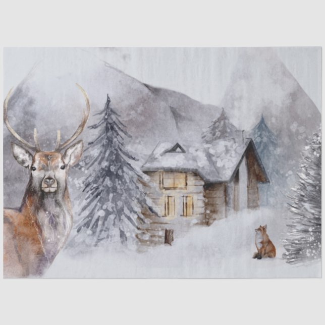 Papel De Seda Diseño de Navidad de Invierno 1 (Anverso)