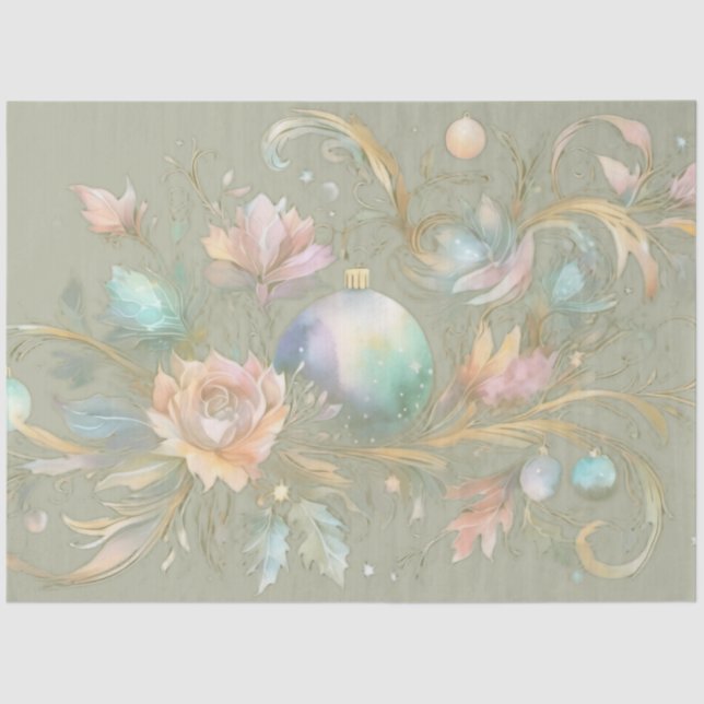 Papel De Seda Diseño de Navidades Pastel de acuarela abstracta (Anverso)