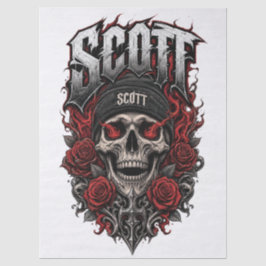 Papel De Seda Diseño de nombre personalizado Scott Gothic Skull