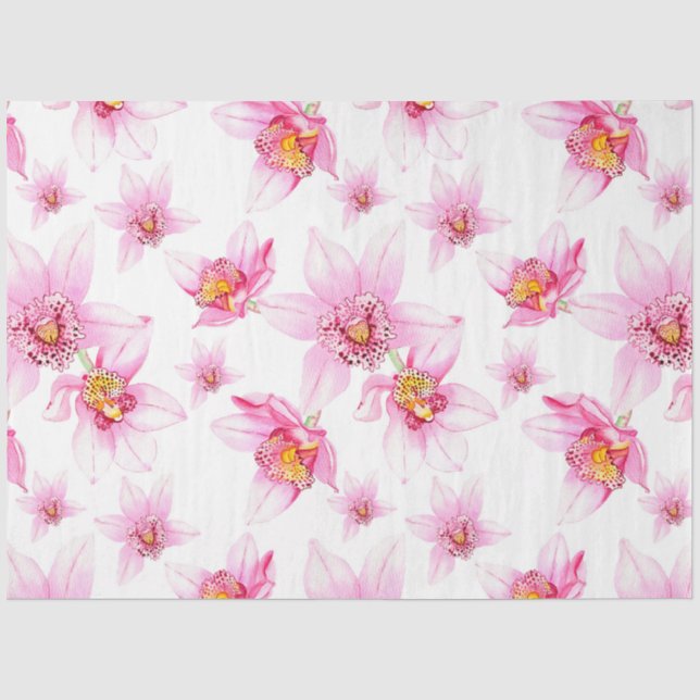 Papel De Seda Diseño de orquídeas acuarelas 15 (Anverso)