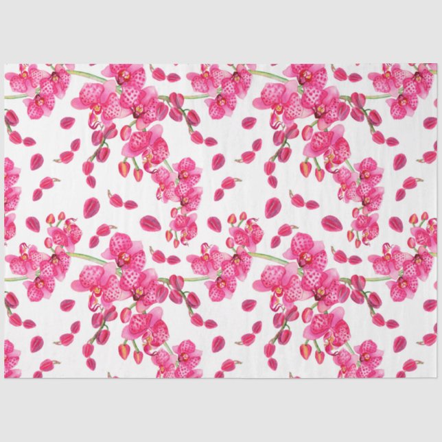 Papel De Seda Diseño de orquídeas acuarelas 24 (Anverso)