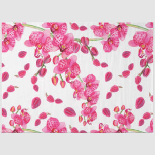 Papel De Seda Diseño de orquídeas en acuarela 23