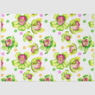 Papel De Seda Diseño de orquídeas en acuarela 7