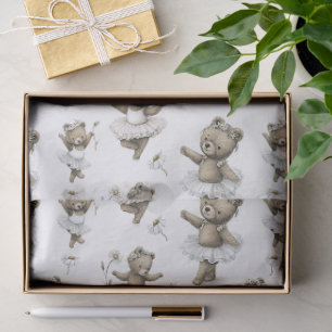 Papel De Seda Diseño de oso bailarín de acuarela adorable con tu
