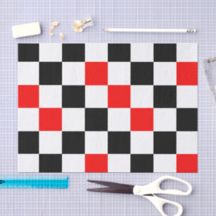 Papel De Seda Diseño de patrón a cuadros rojos negros y blancos 
