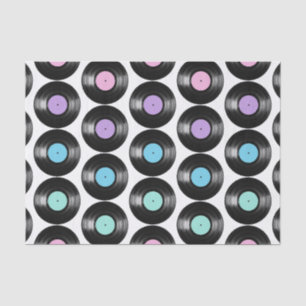 Papel De Seda Diseño de Patrón Colorido de Discos de Vinilo Retr