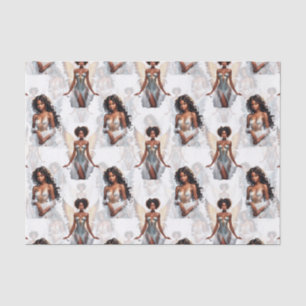 Papel De Seda Diseño de patrón de ángeles de niña negra hermosa