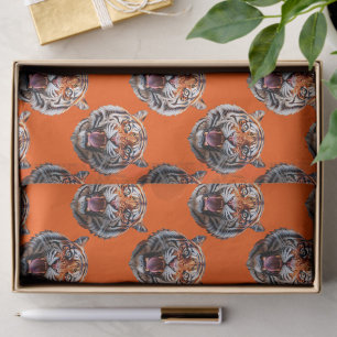 Papel De Seda Diseño de patrón de cabeza de tigre naranja