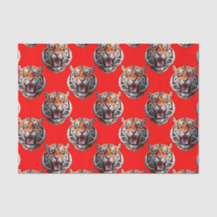 Papel De Seda Diseño de patrón de cabeza de tigre rojo