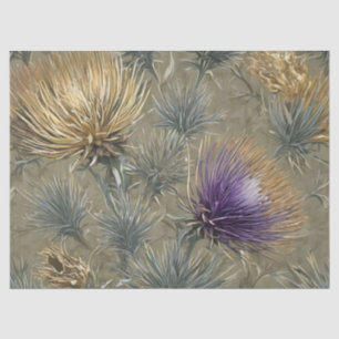 Papel De Seda Diseño de Patrón de Cardo Floral Elegante