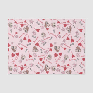 Papel De Seda Diseño de patrón de corazones y basset hounds