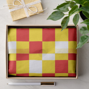 Papel De Seda Diseño de patrón de cuadros rojo blanco amarillo
