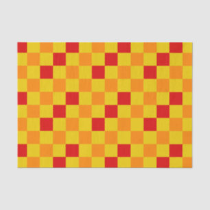 Papel De Seda Diseño de Patrón de Cuadros Rojo Naranja Amarillo 
