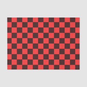 Papel De Seda Diseño de Patrón de Cuadros Rojo y Negro en Negrit