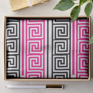 Papel De Seda Diseño de patrón de llave griega con friso en rosa